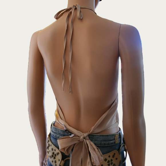 Princess Polly BEIGE/Rose Asymmetrical Backless Crop Top NWT - Picture 4 of 9